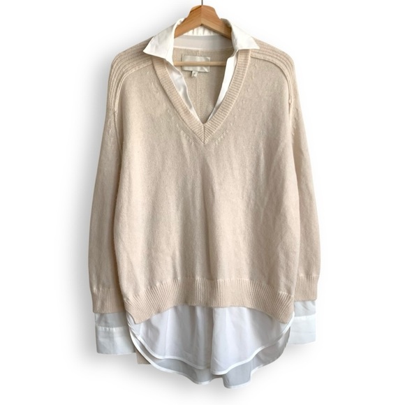 Brochu Walker Sweater The Looker Layered V Neck Elbow Patch - Picture 2 of 12